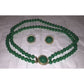 Womens Green Beaded Necklace and Matching Clip On Earrings