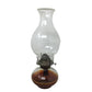 Vintage Oil Lamp - Clear glass Shade - Bulb Stained from Oil