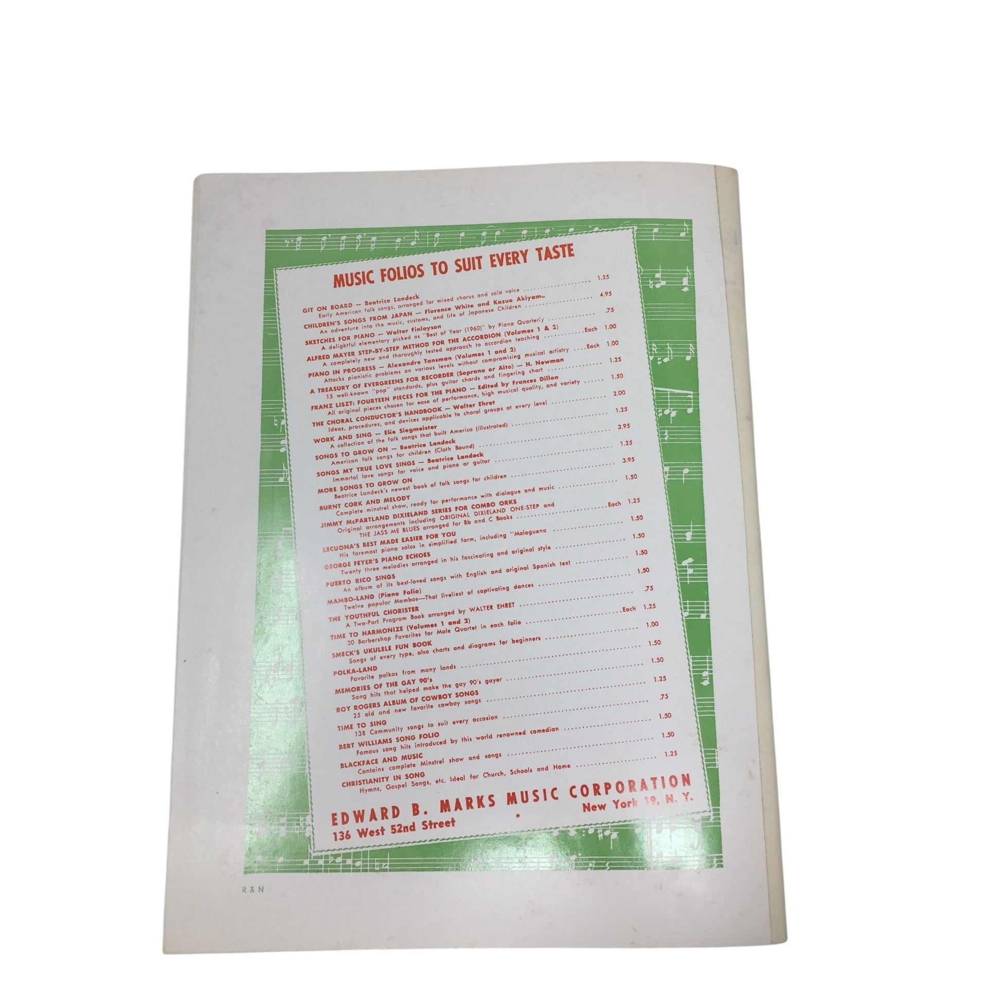 Vintage Song Book for German Folk Songs (Old & New) A+ Stuff  A+ Stuff Sheet Music