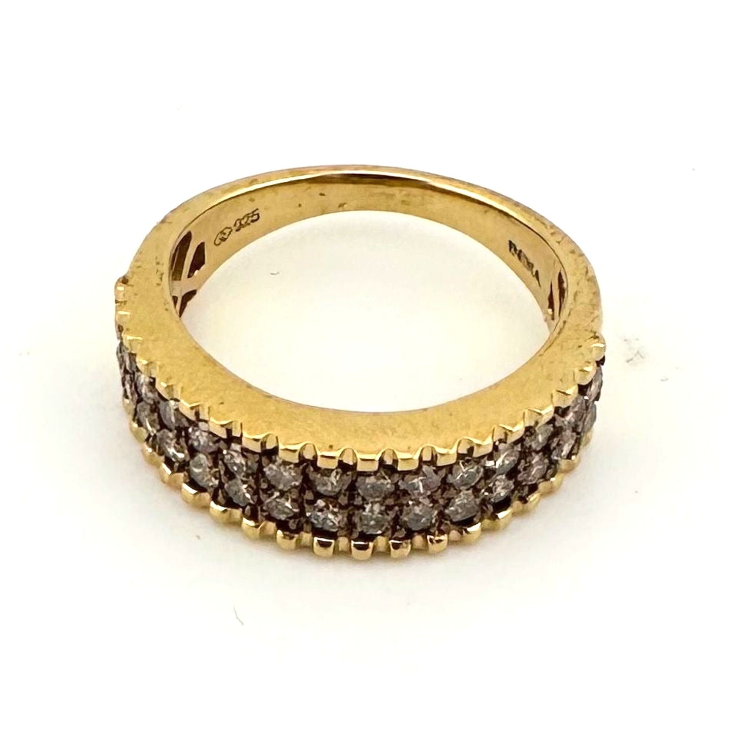 Elegant 3/4 Ct Diamond 2 row Anniversary Ring 14kt Gold Over Sterling Silver