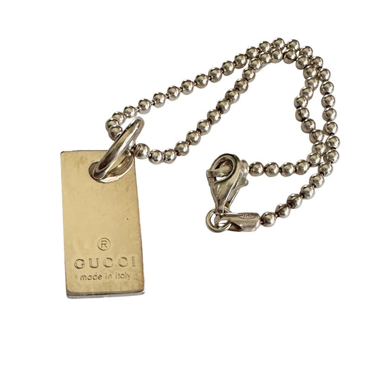 Gucci Silver Bar Logo Ball Chain Bracelet