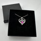 Bright and Beautiful "Mom" Neckace - Heart Shaped Lab Created Pink Sapphire - Sterling