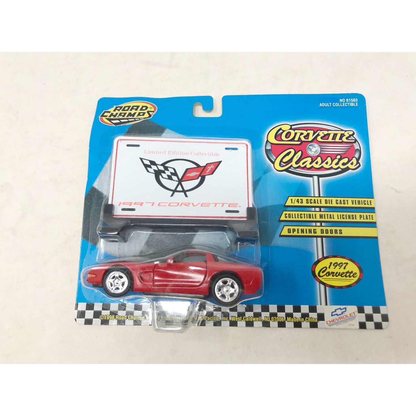 1997 Corvette (Red) - ROAD CHAMPS American Classic Car 1:43 Die Cast