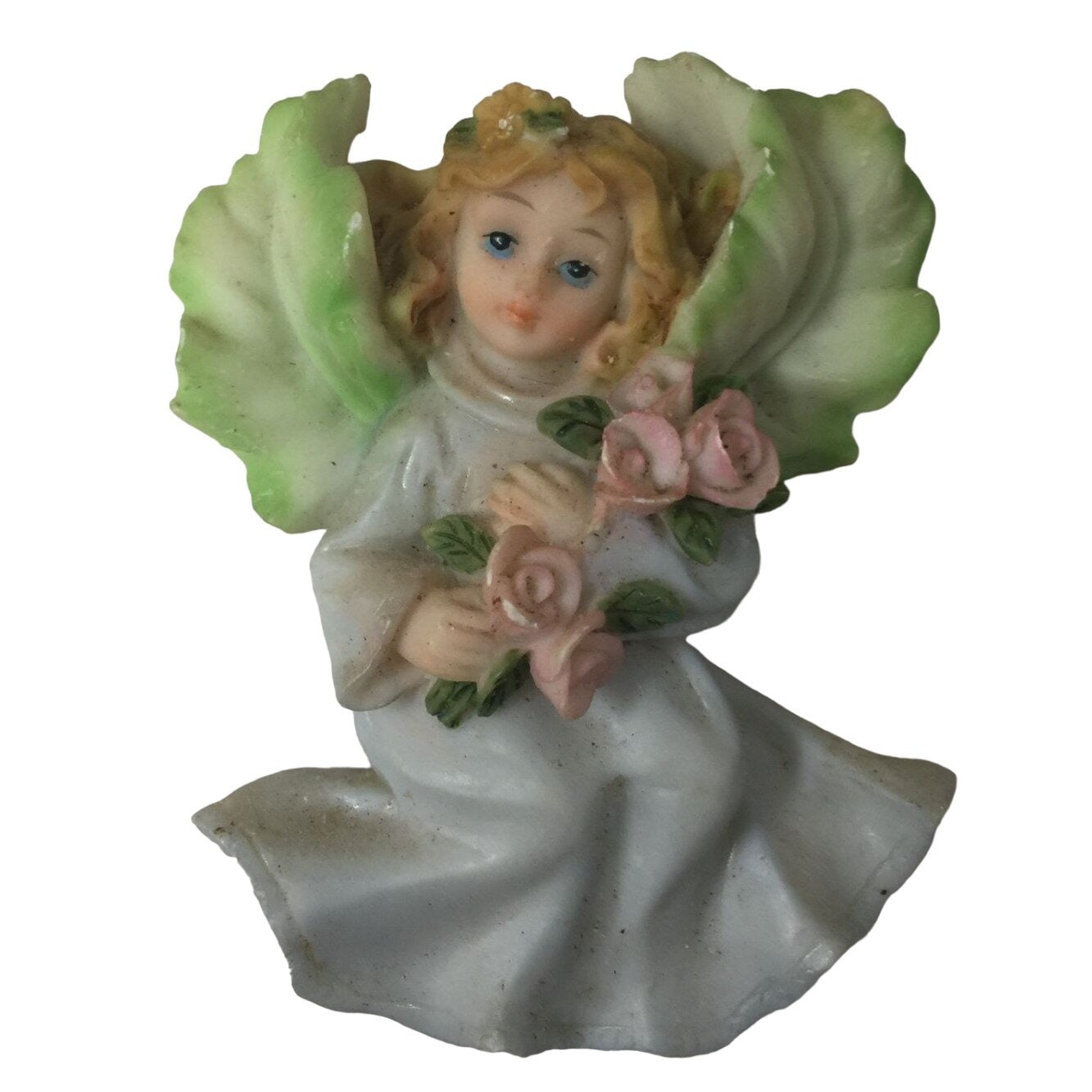 Set of 3 Magnets- Blonde Haired, Blue Eyed Angels Wearing Dresses holding Flower bouquet