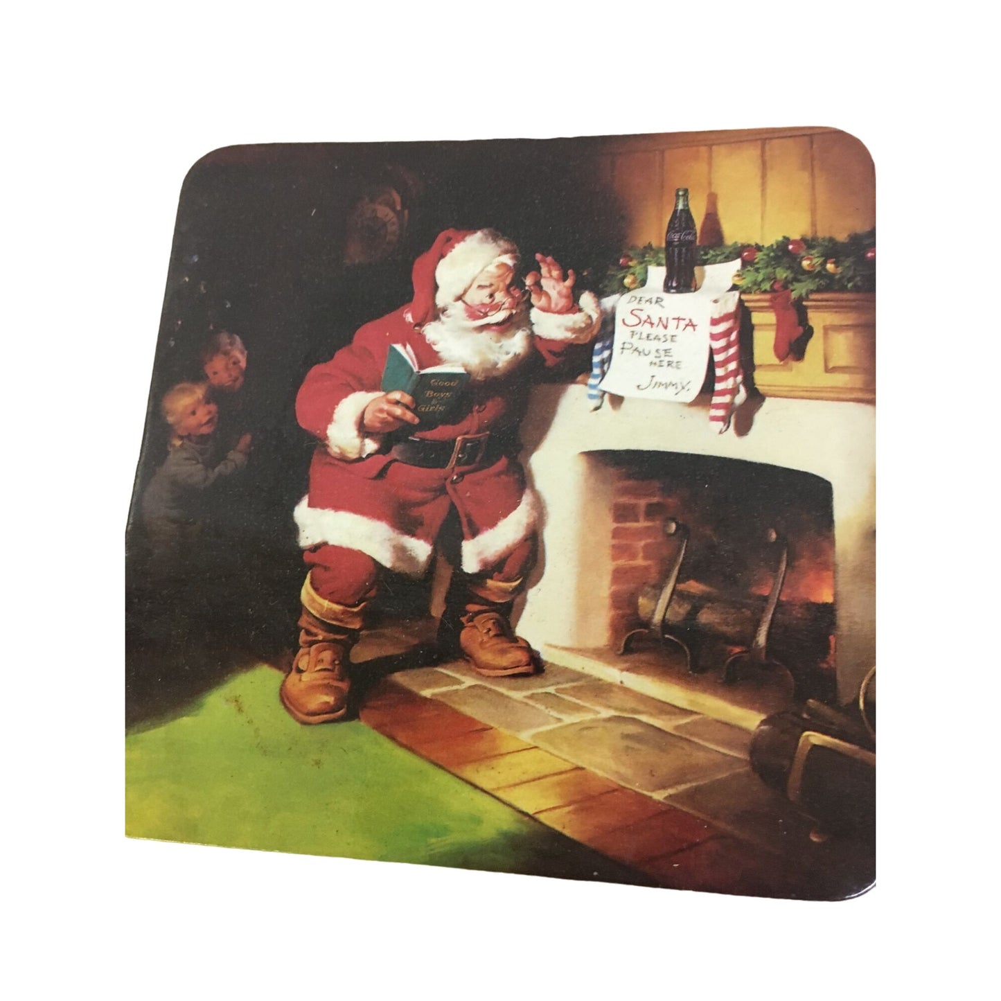 Vintage 1999 Set of 4 Coca Cola Santa Holiday Christmas Coasters