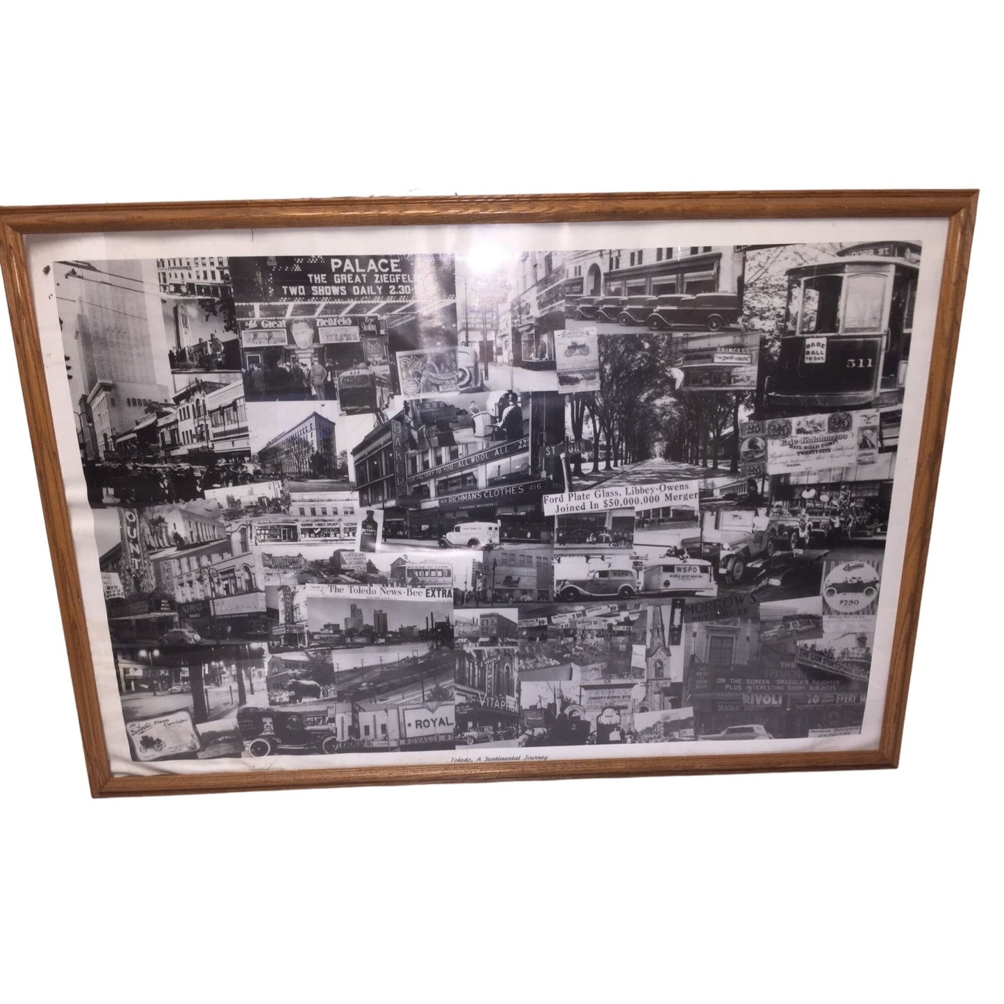 A SENTIMENTAL JOURNEY Framed Black/White History Poster/Art Collage Of Toledo Ohio