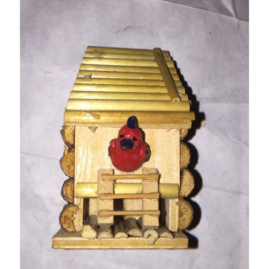 Vintage Small Wooden Bird House Refrigerator Magnet