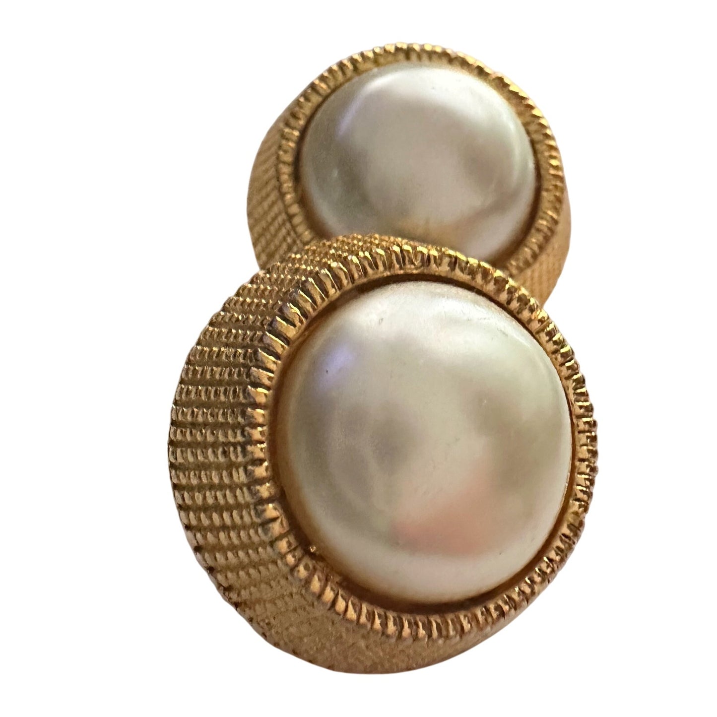 CHANEL Gold Plate and Faux Pearl Clip On Earrings