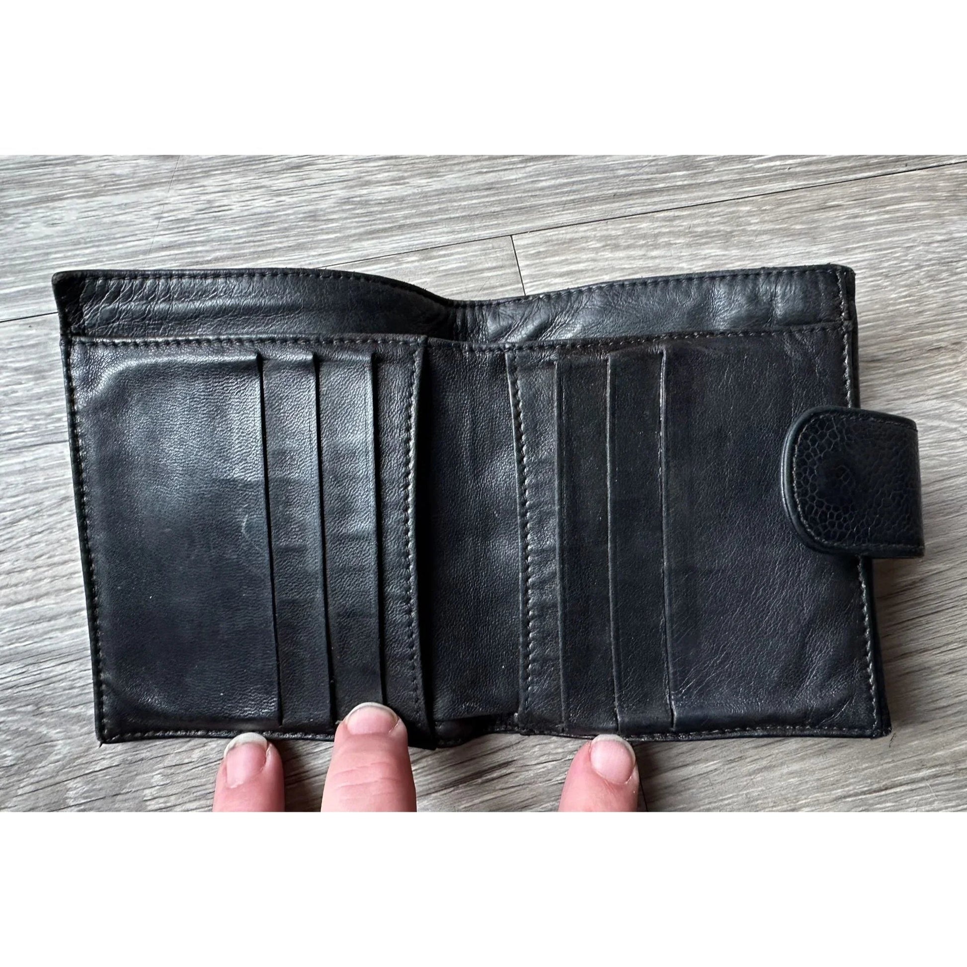 CHANEL Caviar Black Leather Bifold Wallet - A+ Stuff