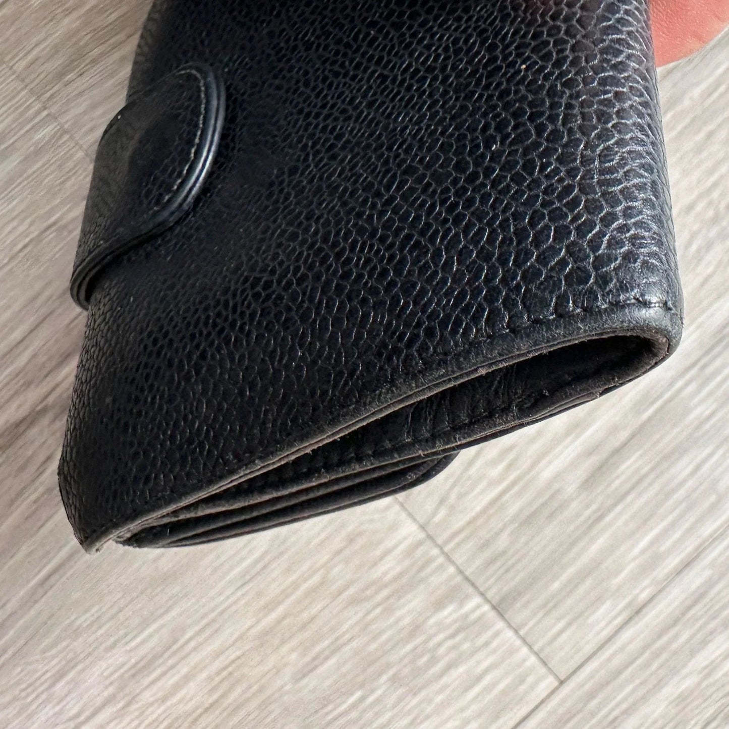 CHANEL Caviar Black Leather Bifold Wallet - A+ Stuff