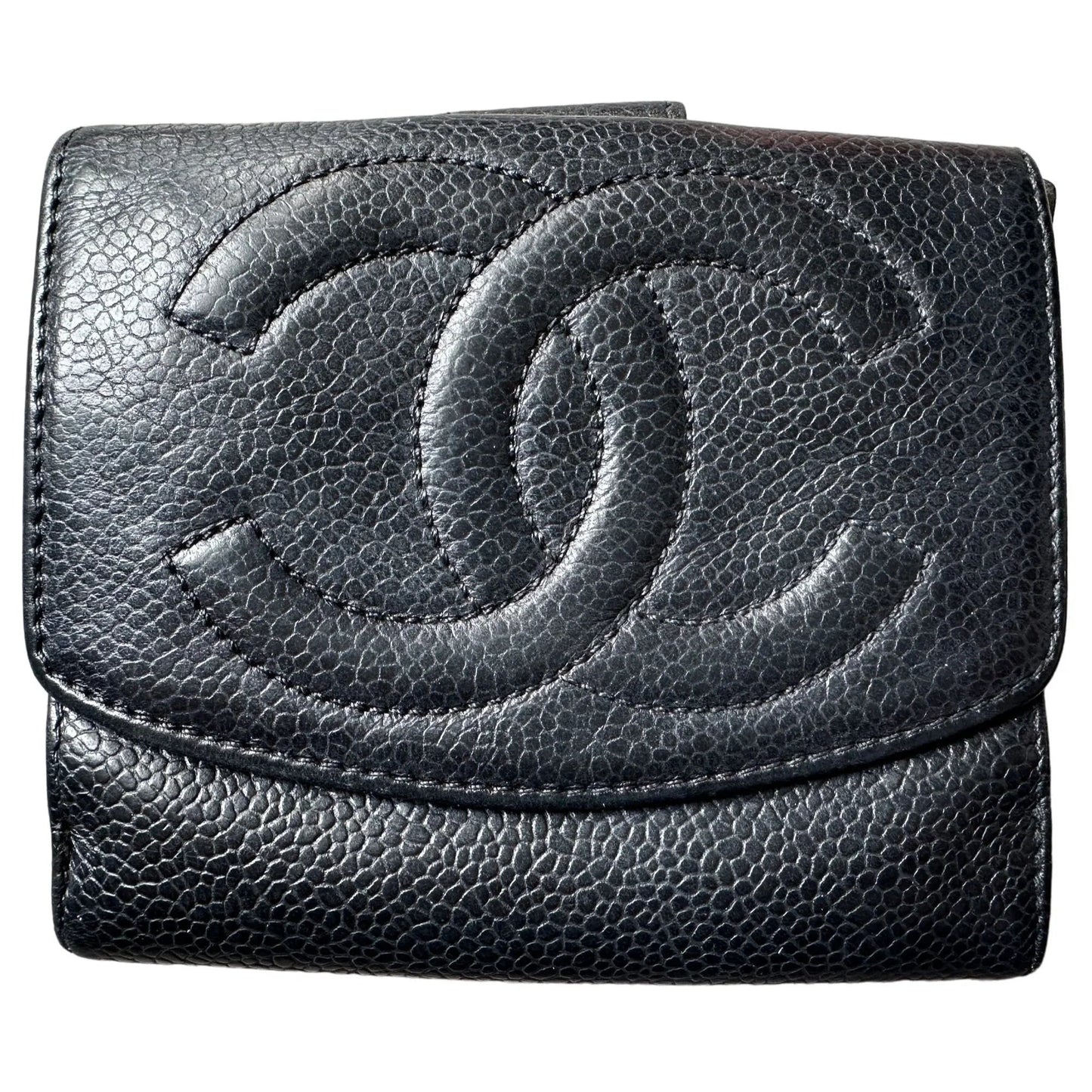 CHANEL Caviar Black Leather Bifold Wallet - A+ Stuff