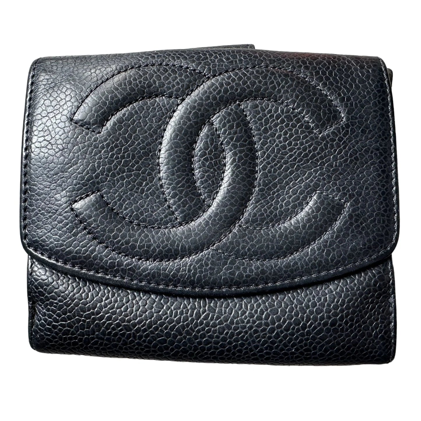CHANEL Caviar Black Leather Bifold Wallet - A+ Stuff