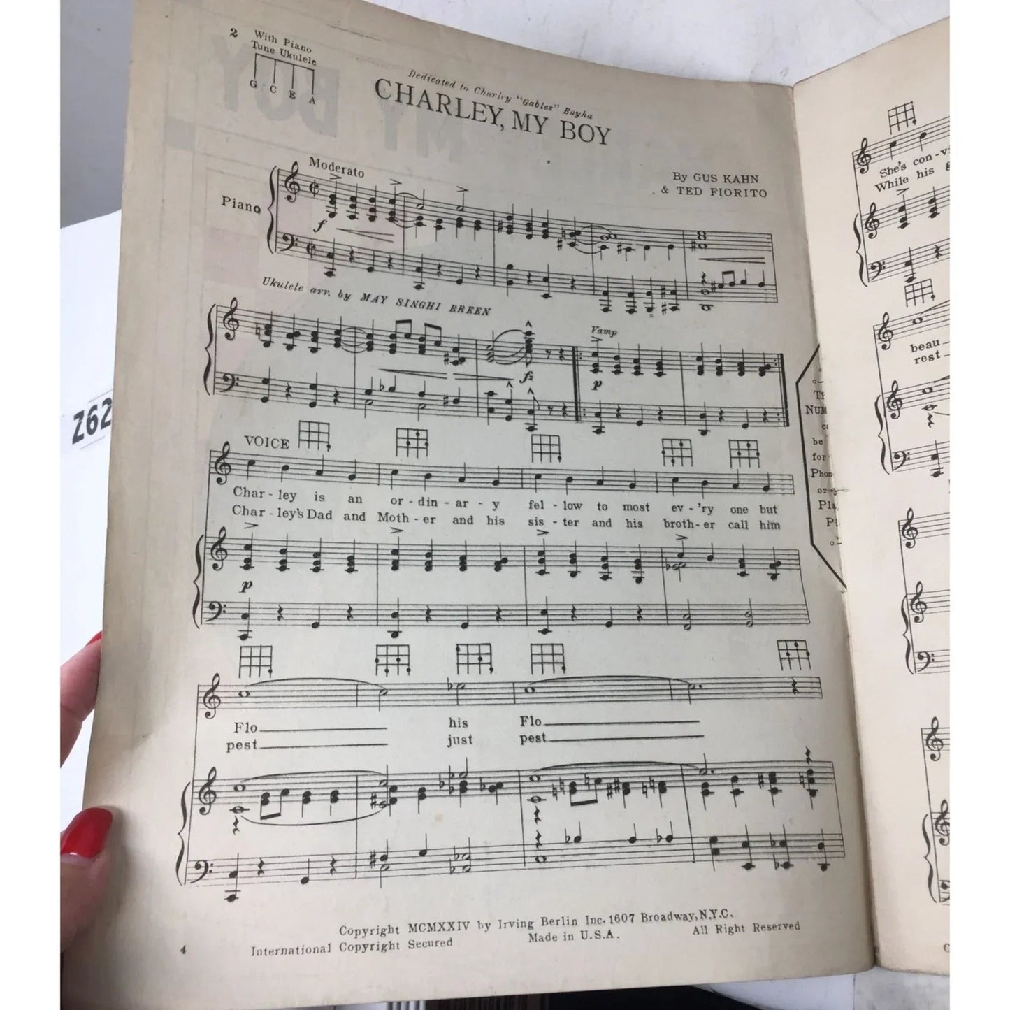 ''CHARLEY MY BOY'' WITH UKULELE ARRANGMENT SHEET MUSIC BOOK - A+ Stuff - SHEET MUSIC - A+ Stuff