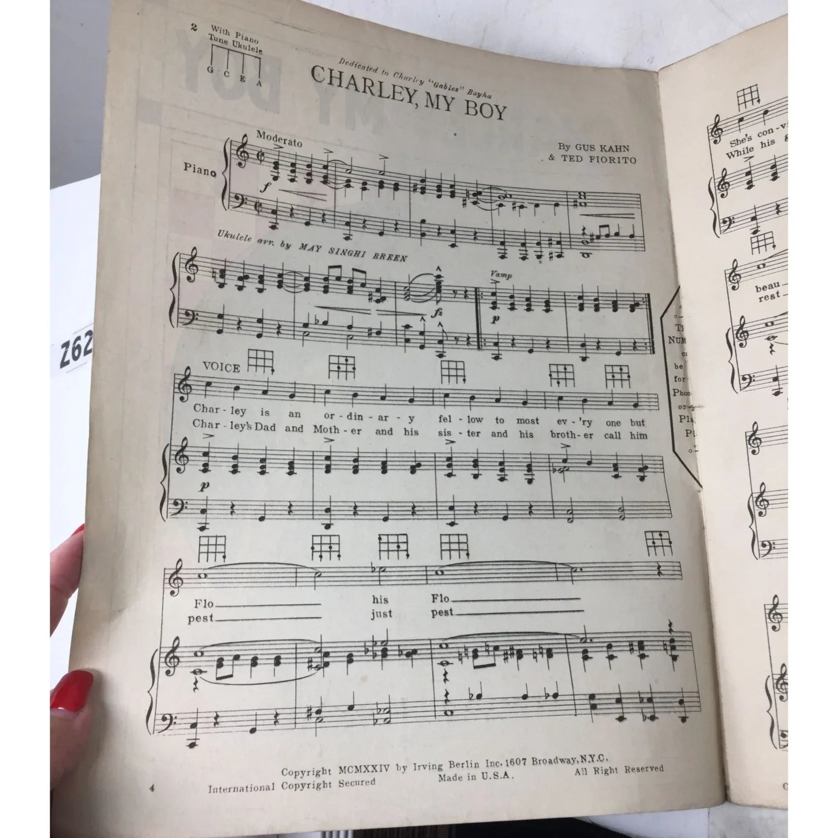 ''CHARLEY MY BOY'' WITH UKULELE ARRANGMENT SHEET MUSIC BOOK - A+ Stuff - SHEET MUSIC - A+ Stuff