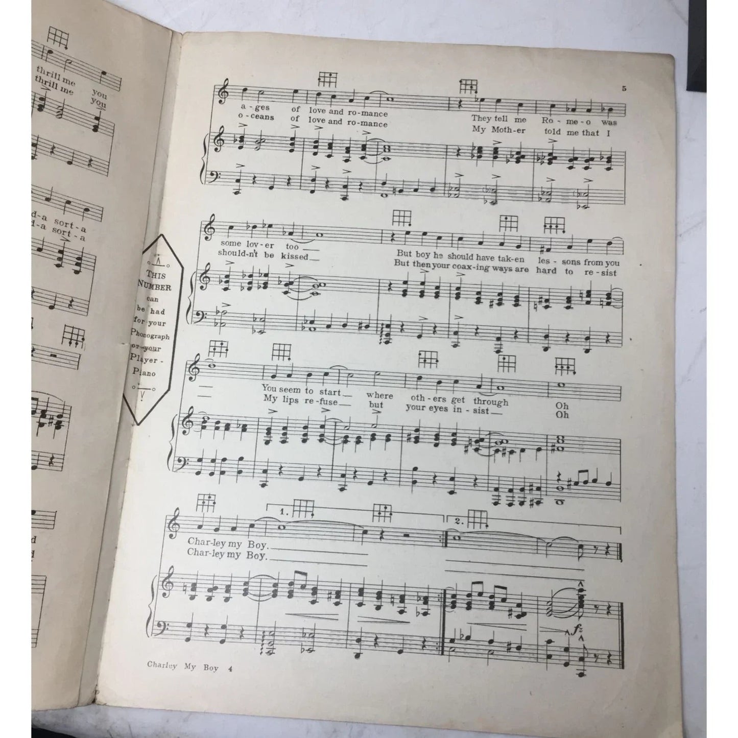 ''CHARLEY MY BOY'' WITH UKULELE ARRANGMENT SHEET MUSIC BOOK - A+ Stuff - SHEET MUSIC - A+ Stuff