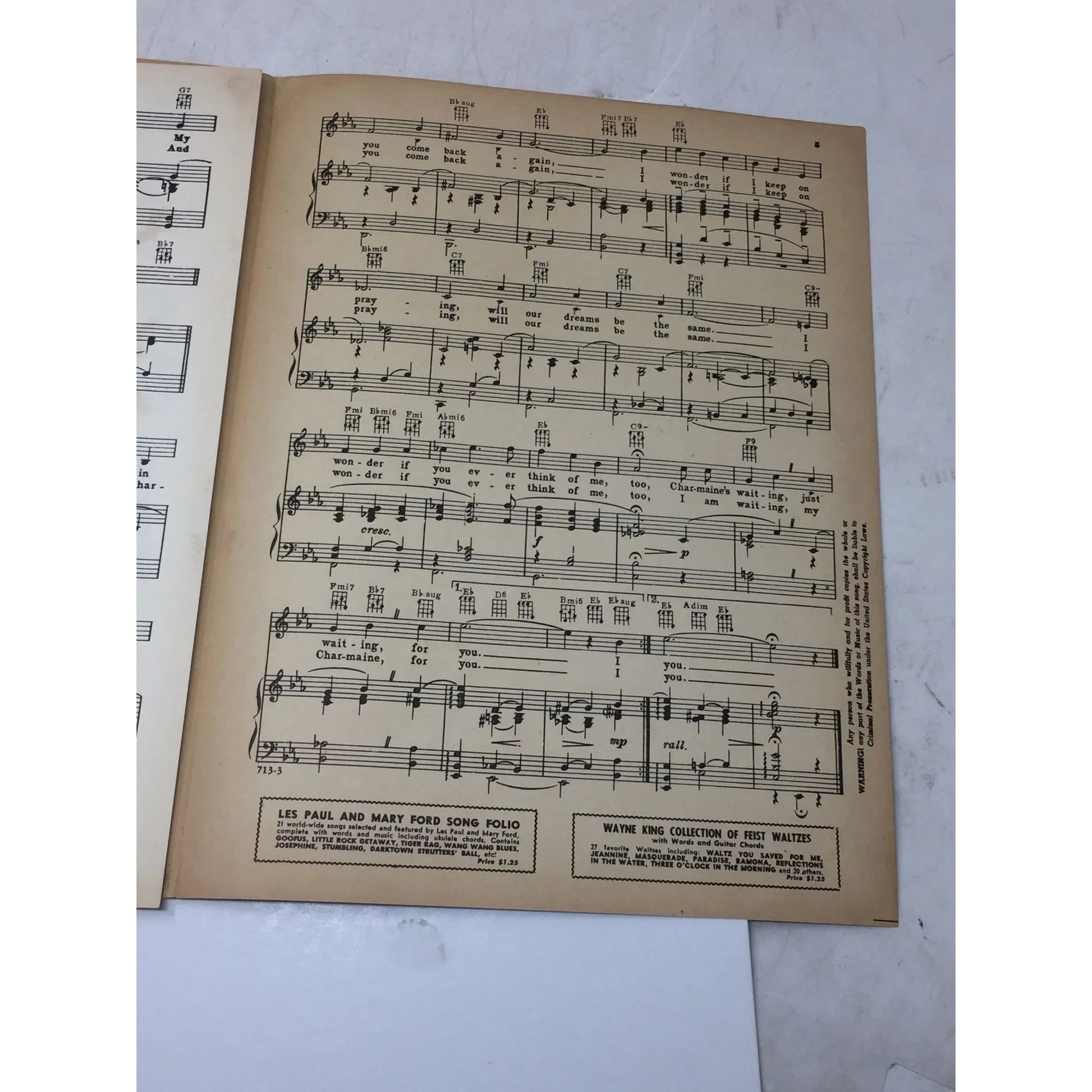 ''CHARMAINE'' BY ENRO RAPEE AND LEW POLLACK Sheet Music - Miller music corporation - SHEET MUSIC - A+ Stuff