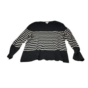 Charter Club Woman Size 3X Black/White Striped Long Sleeve Shirt