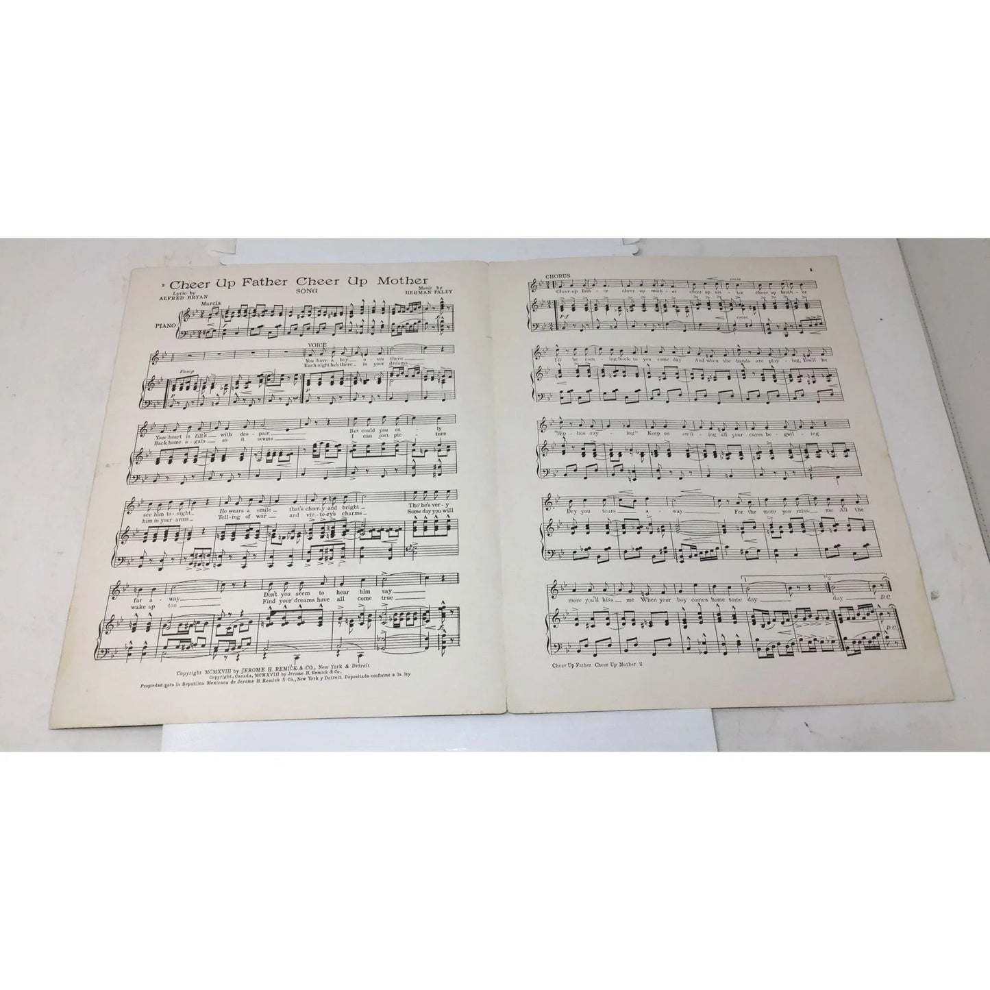 ''Cheer Up Mother Cheer Up Father'' Song - Vintage Sheet Music Book - A+ Stuff - sheet music - A+ Stuff