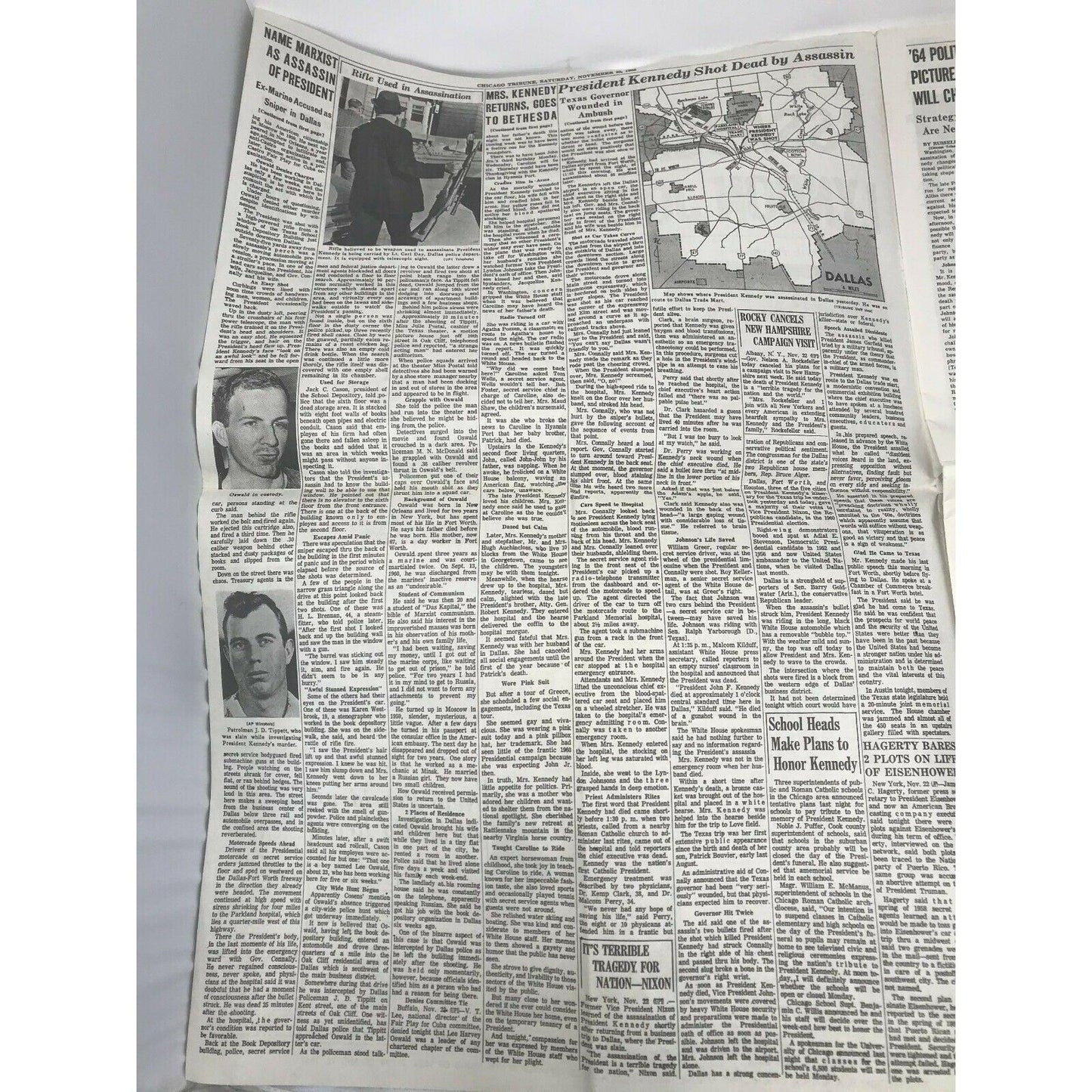 Chicago Tribune JFK Assassination Individual Pages of Newspaper(s) - (Nov 23 - 26) - A+ Stuff - Collectibles - A+ Stuff