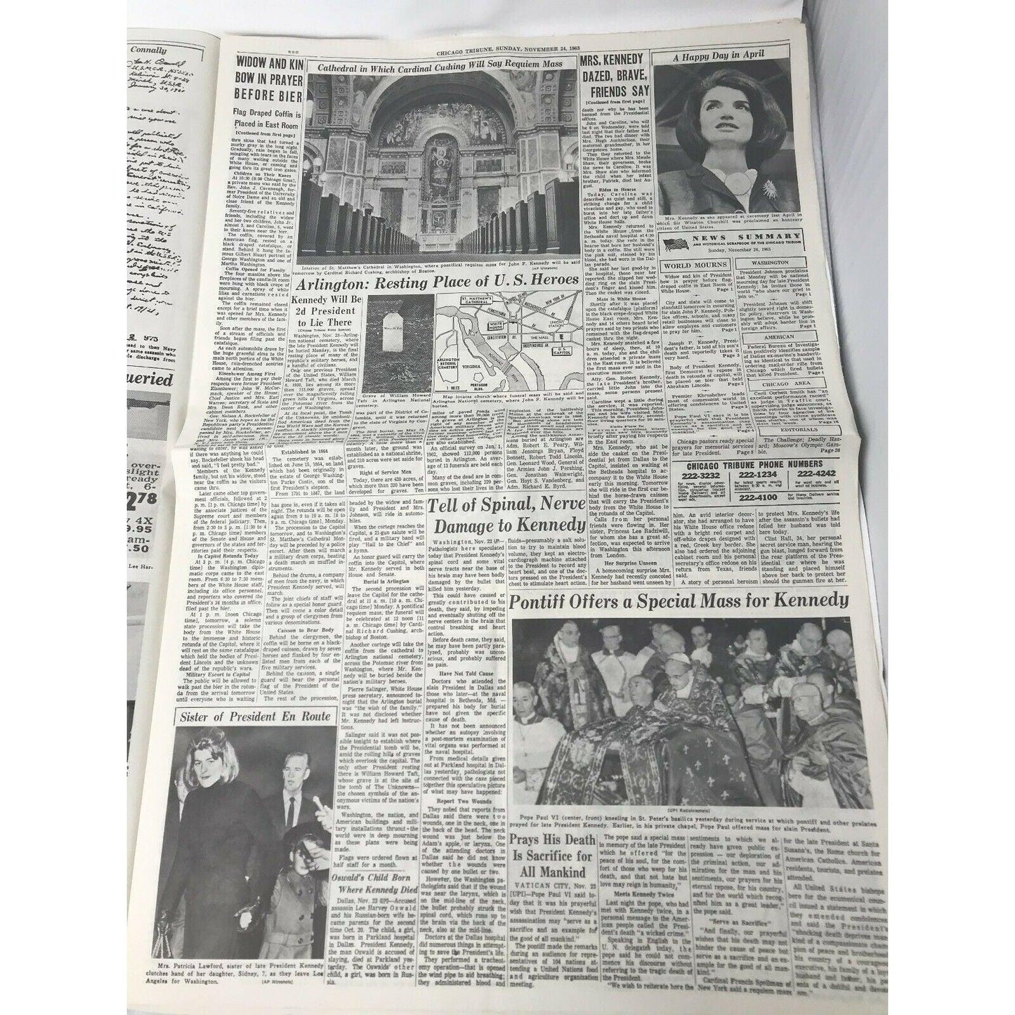 Chicago Tribune JFK Assassination Individual Pages of Newspaper(s) - (Nov 23 - 26) - A+ Stuff - Collectibles - A+ Stuff