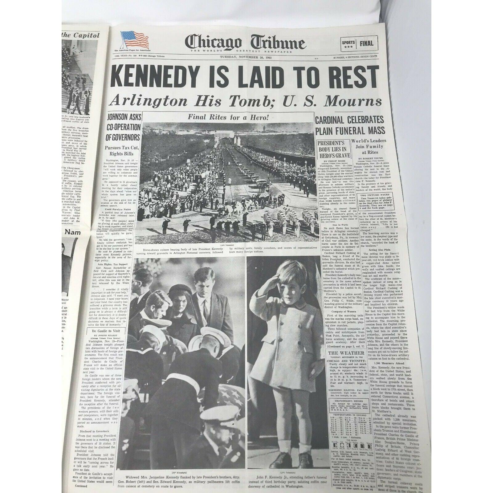 Chicago Tribune JFK Assassination Individual Pages of Newspaper(s) - (Nov 23 - 26) - A+ Stuff - Collectibles - A+ Stuff