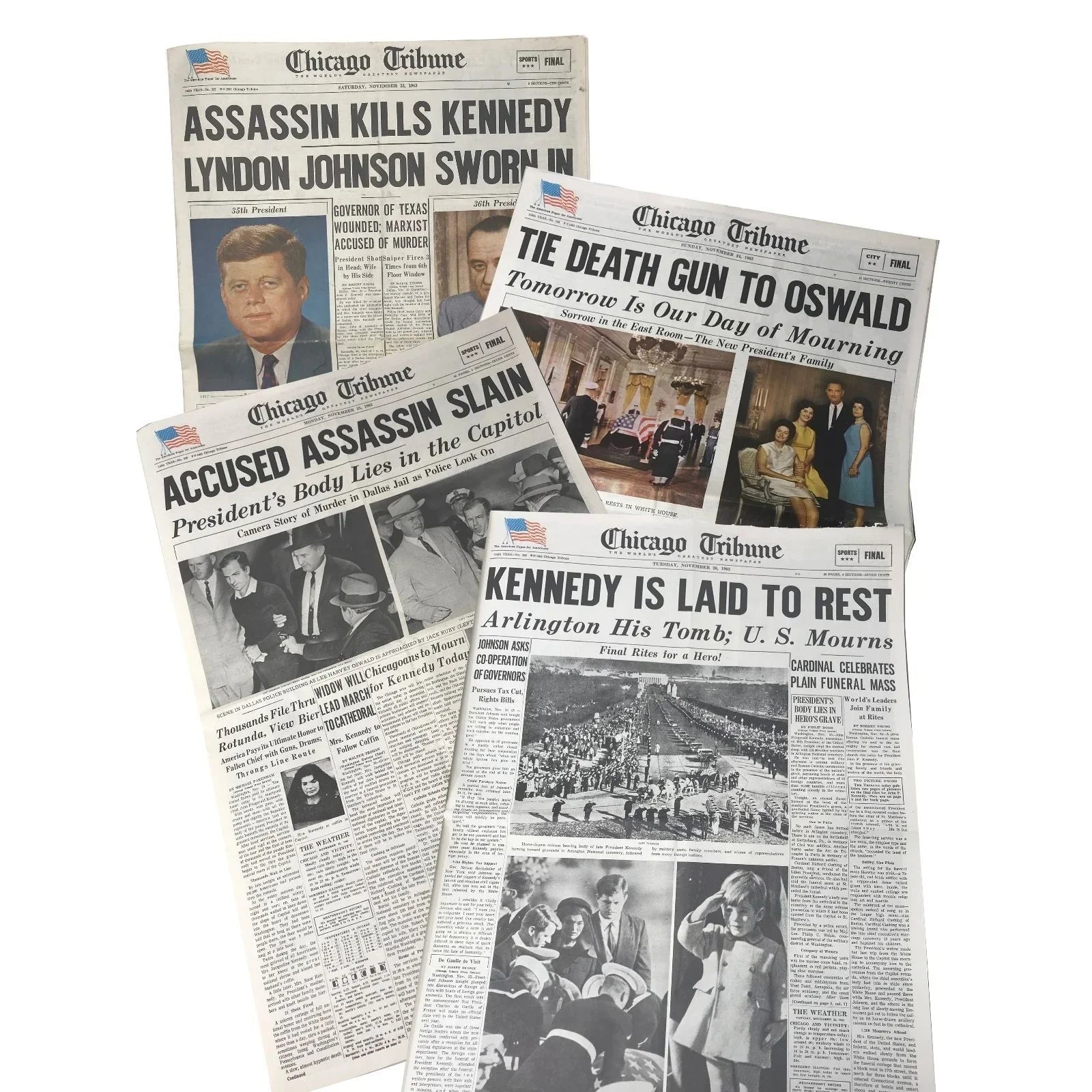 Chicago Tribune JFK Assassination Individual Pages of Newspaper(s) - (Nov 23 - 26) - A+ Stuff - Collectibles - A+ Stuff