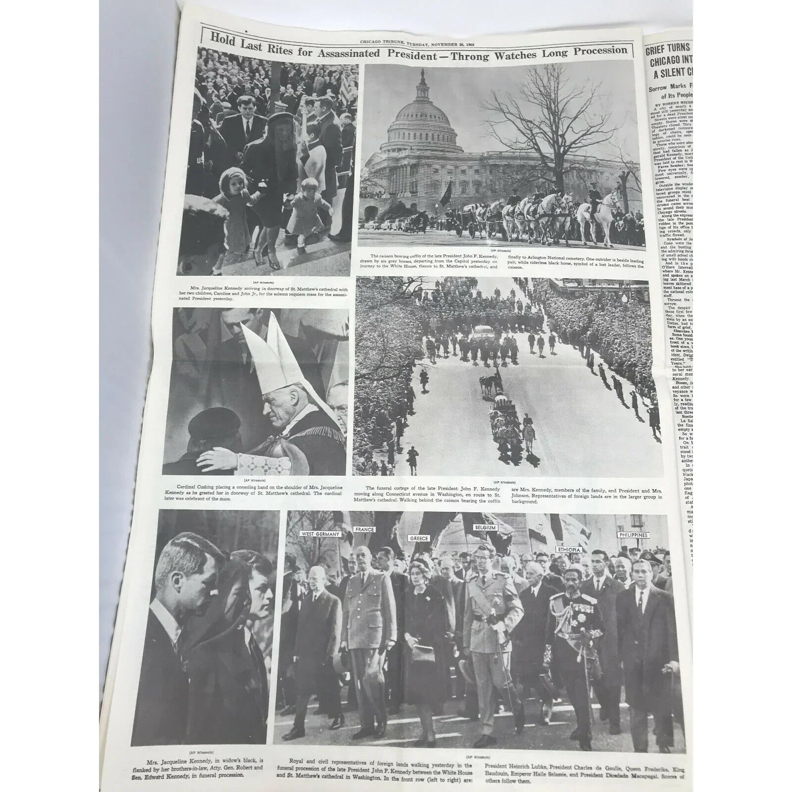 Chicago Tribune JFK Assassination Individual Pages of Newspaper(s) - (Nov 23 - 26) - A+ Stuff - Collectibles - A+ Stuff