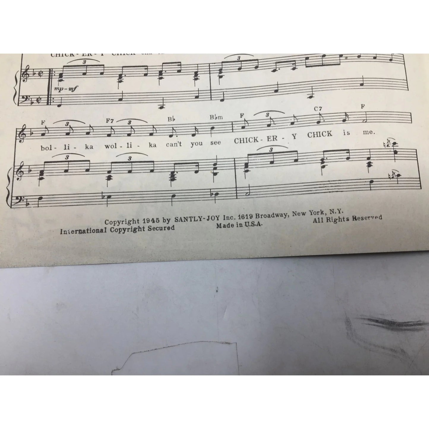 ''Chickery Chick'' Professional Artist Copy Vintage Sheet Music - A+ Stuff - SHEET MUSIC - A+ Stuff
