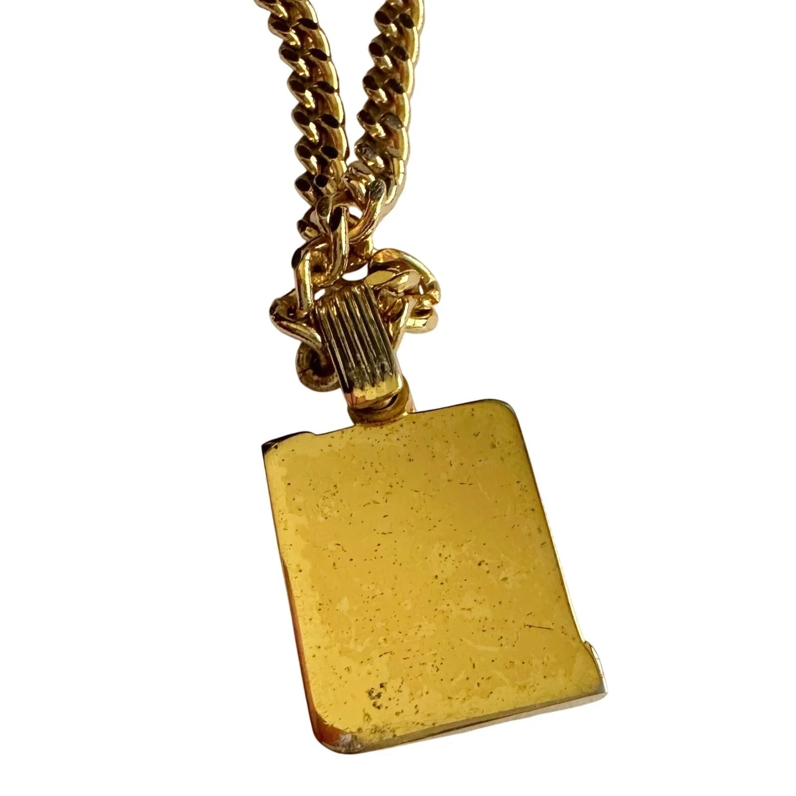 Christian Dior Black Logo Plate Necklace Gold Plated - Christian Dior - Necklace with Pendant - A+ Stuff