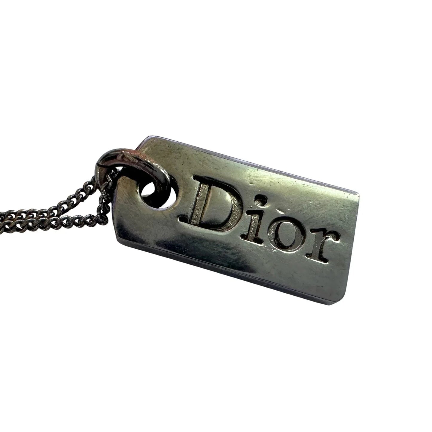 Christian Dior Dog Tag Style Necklace - Gunmetal - Christian Dior - Necklace with Pendant - A+ Stuff
