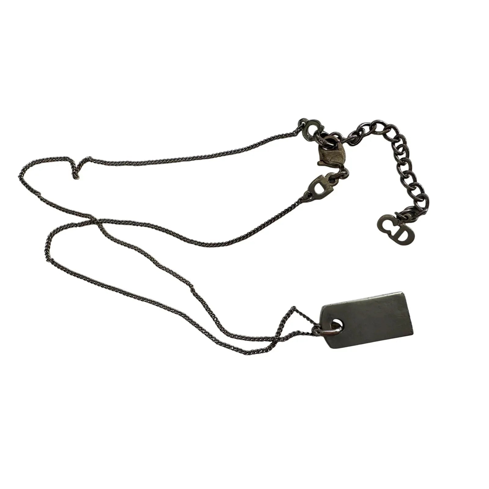 Christian Dior Dog Tag Style Necklace - Gunmetal - Christian Dior - Necklace with Pendant - A+ Stuff