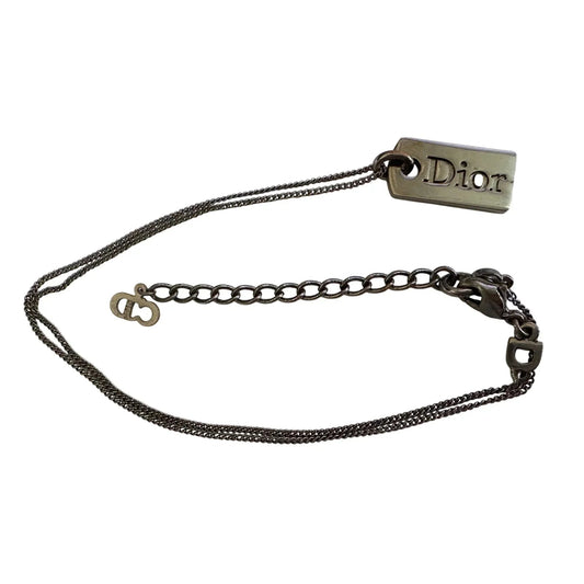Christian Dior Dog Tag Style Necklace - Gunmetal - Christian Dior - Necklace with Pendant - A+ Stuff