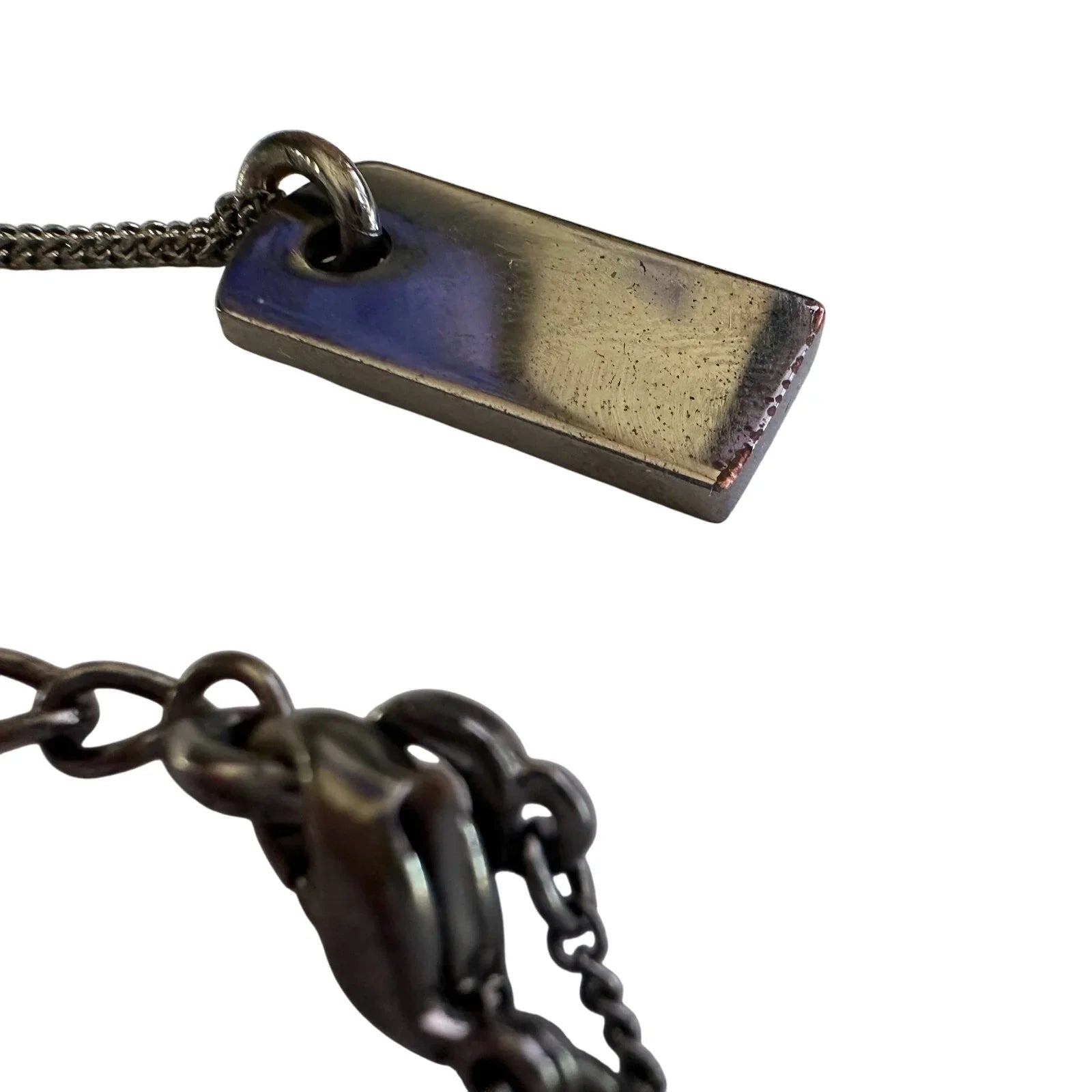 Christian Dior Dog Tag Style Necklace - Gunmetal - Christian Dior - Necklace with Pendant - A+ Stuff