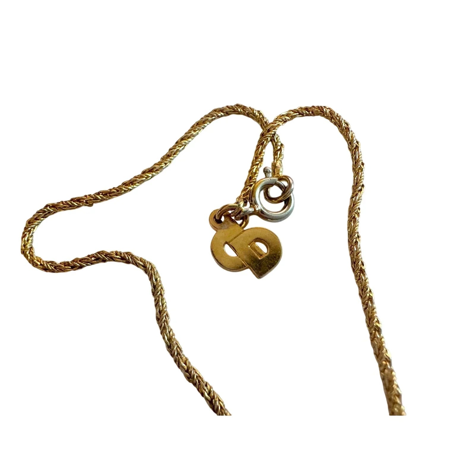 Christian Dior Rhinestone Gold Plate Necklace 16" - Christian Dior - Necklace with Pendant - A+ Stuff