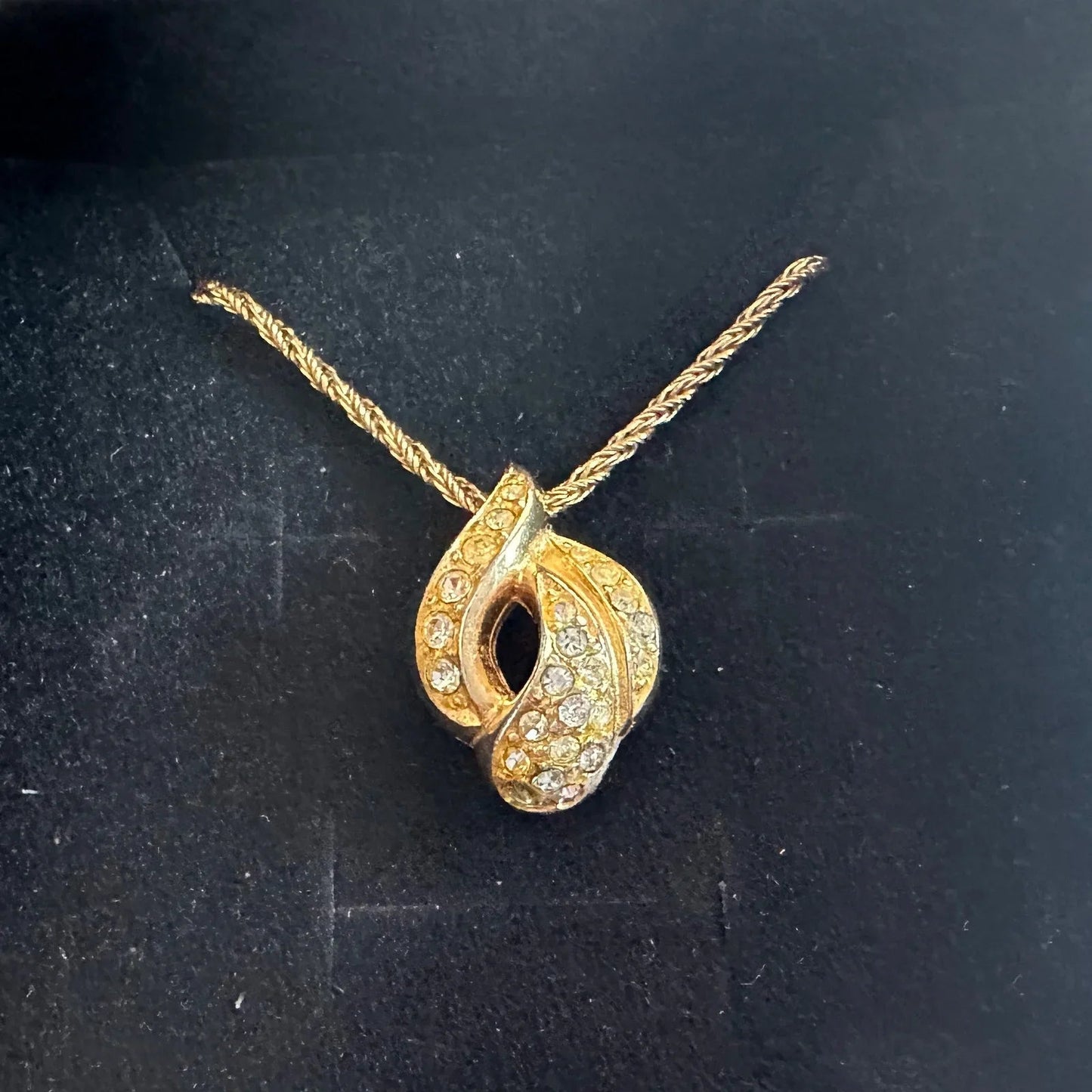 Christian Dior Rhinestone Gold Plate Necklace 16" - Christian Dior - Necklace with Pendant - A+ Stuff