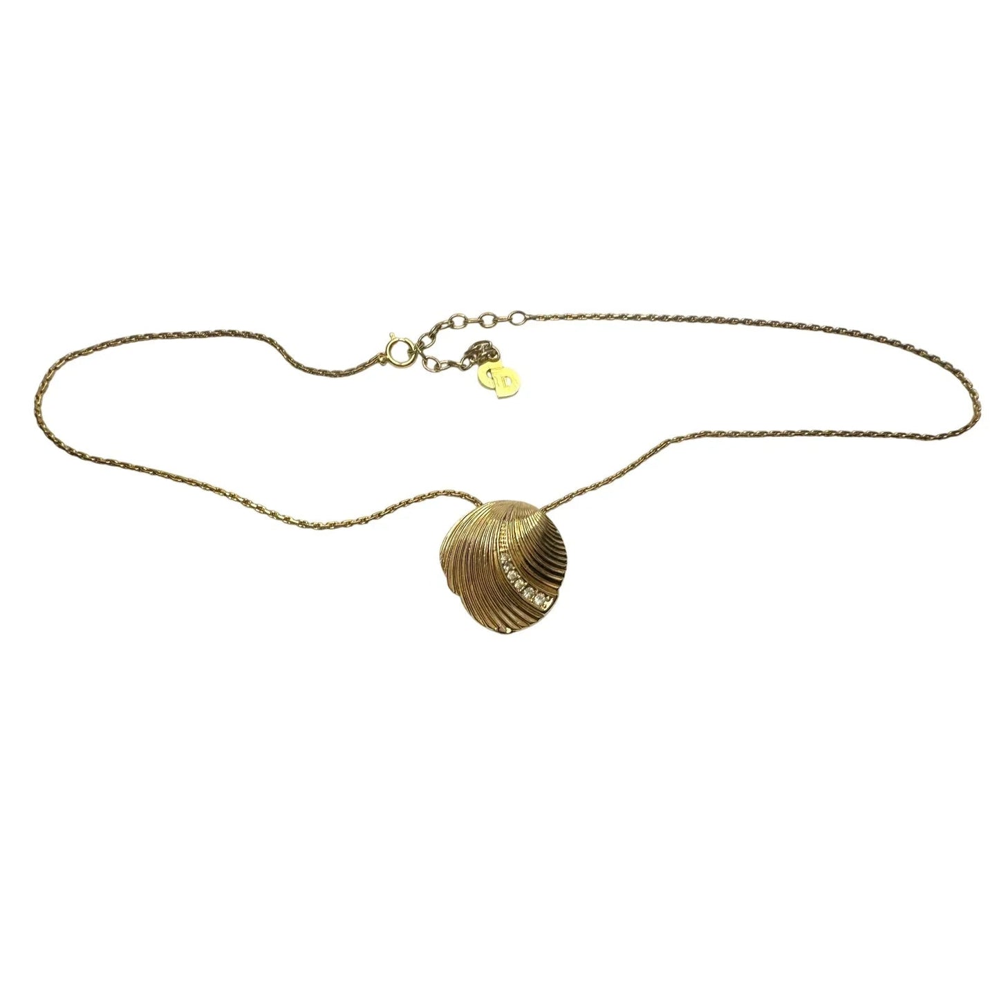 Christian Dior Seashell w Crystals Necklace - Vintage! - Christian Dior - Pendant with Necklace - A+ Stuff