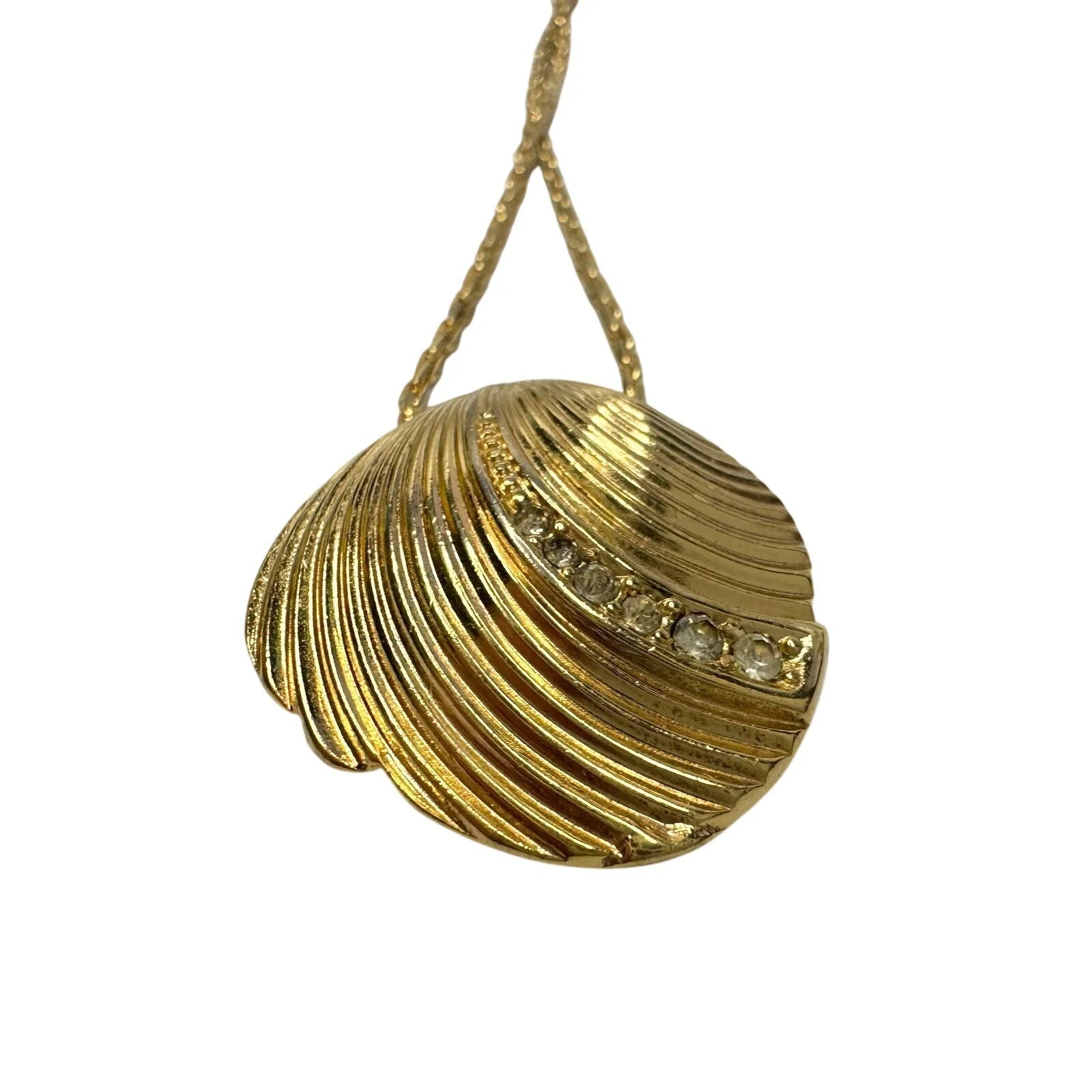 Christian Dior Seashell w Crystals Necklace - Vintage! - Christian Dior - Pendant with Necklace - A+ Stuff