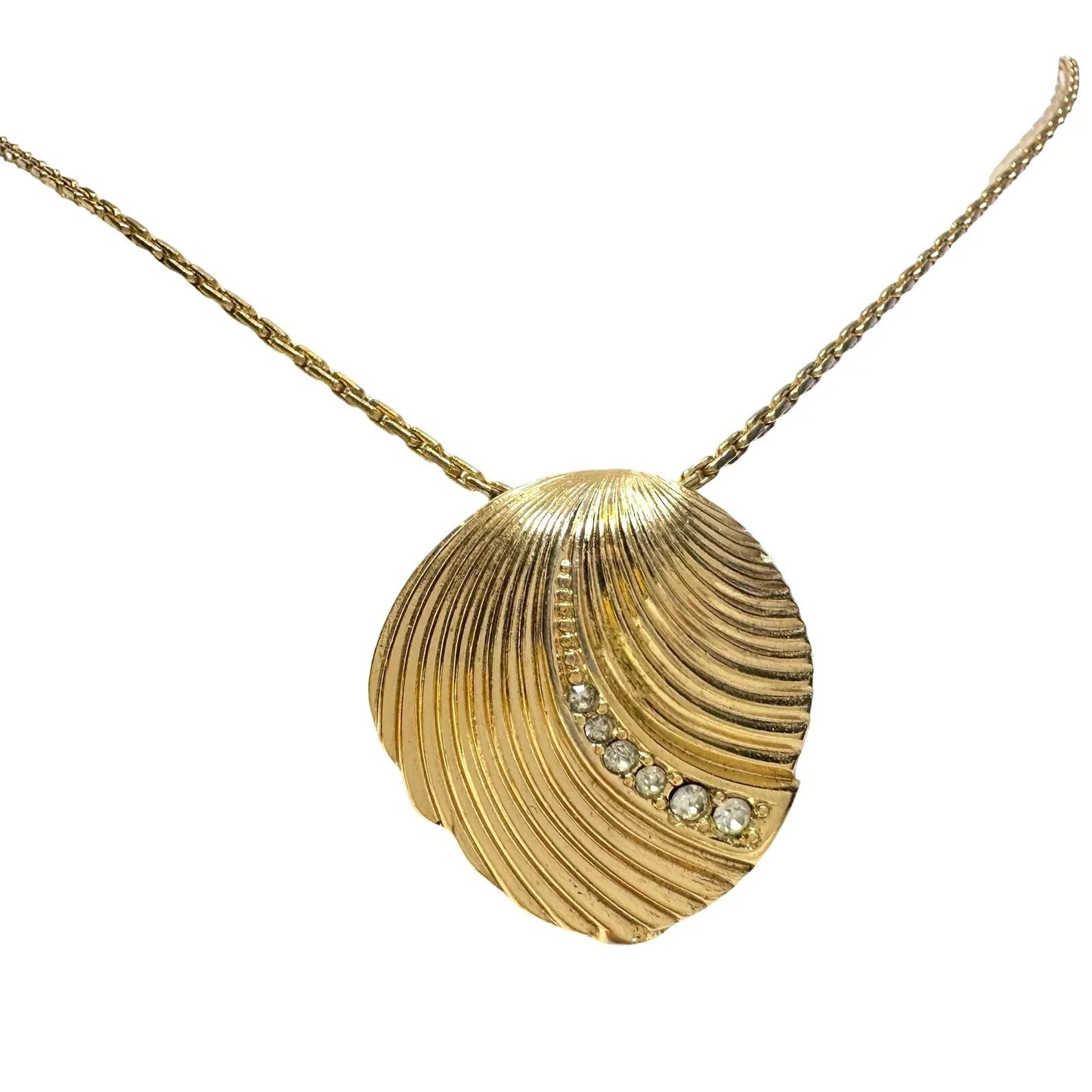 Christian Dior Seashell w Crystals Necklace - Vintage! - Christian Dior - Pendant with Necklace - A+ Stuff