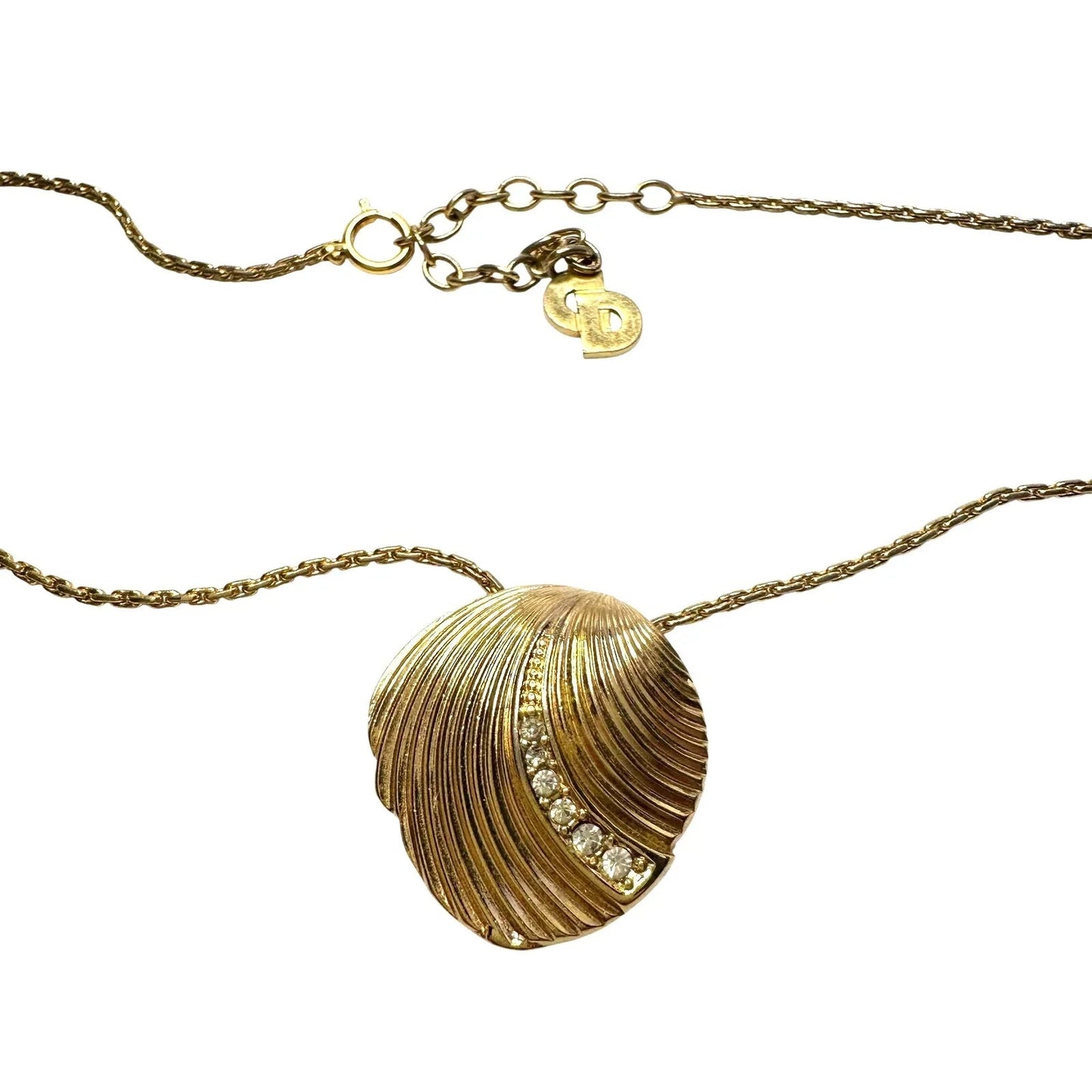 Christian Dior Seashell w Crystals Necklace - Vintage! - Christian Dior - Pendant with Necklace - A+ Stuff