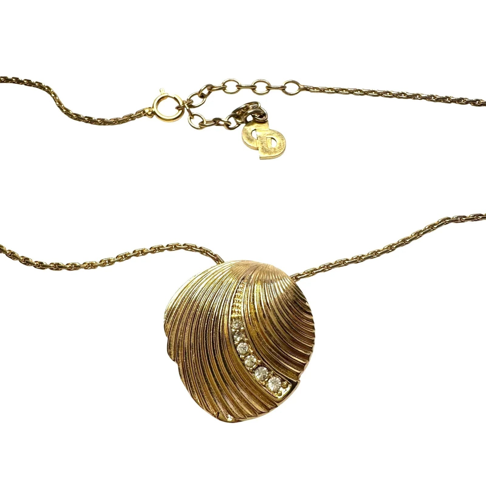 Christian Dior Seashell w Crystals Necklace - Vintage! - Christian Dior - Pendant with Necklace - A+ Stuff