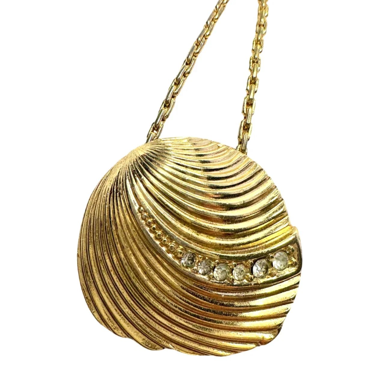 Christian Dior Seashell w Crystals Necklace - Vintage! - Christian Dior - Pendant with Necklace - A+ Stuff