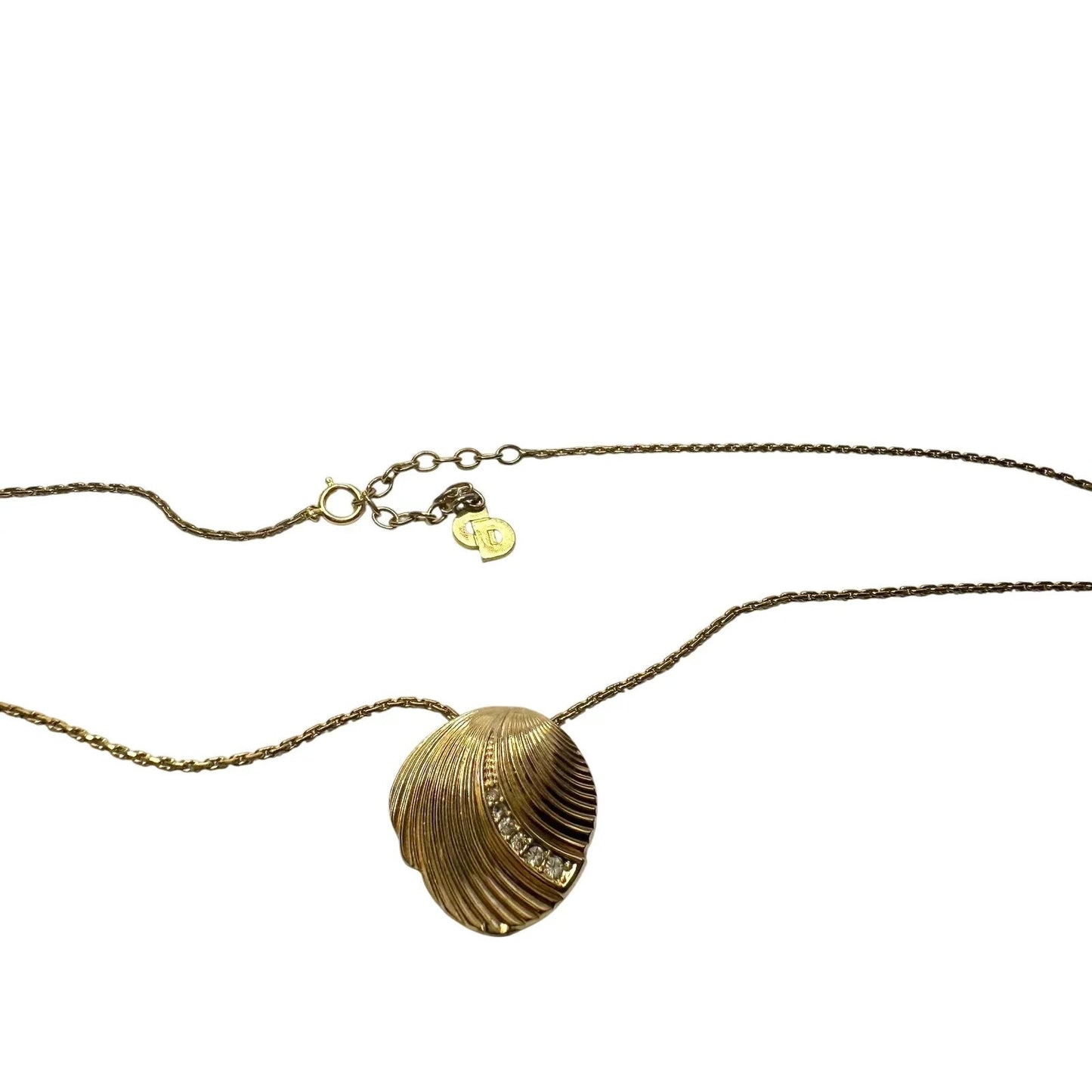 Christian Dior Seashell w Crystals Necklace - Vintage! - Christian Dior - Pendant with Necklace - A+ Stuff