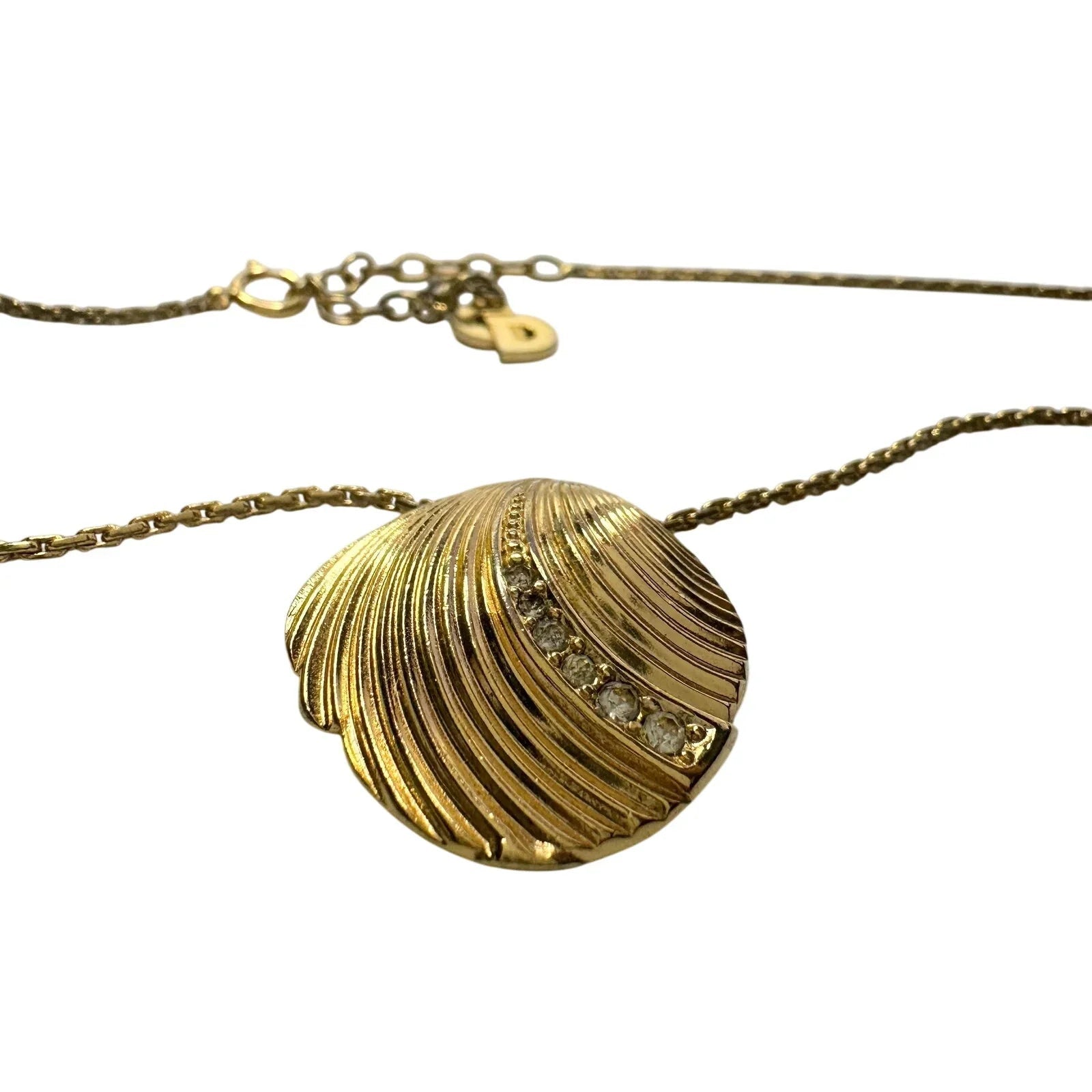 Christian Dior Seashell w Crystals Necklace - Vintage! - Christian Dior - Pendant with Necklace - A+ Stuff