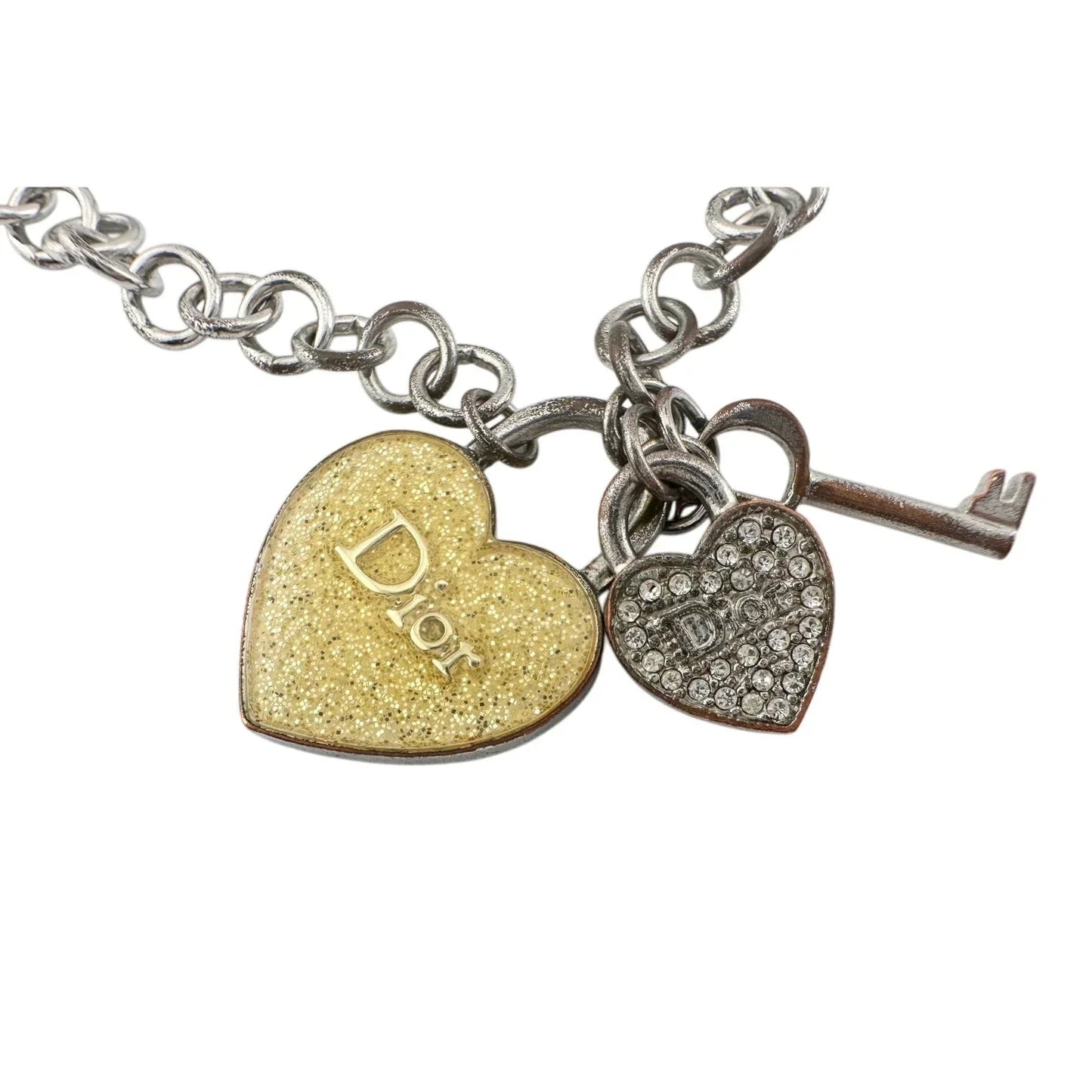 Christian Dior Silver Hear and Key Charm Bracelet with Dust Bag, Box & Documents - Christian Dior - Bracelet - A+ Stuff