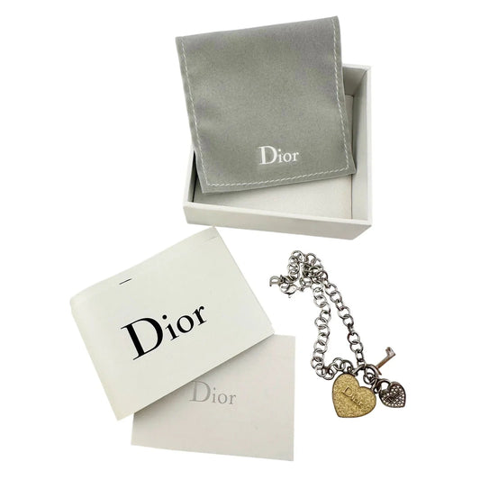 Christian Dior Silver Hear and Key Charm Bracelet with Dust Bag, Box & Documents - Christian Dior - Bracelet - A+ Stuff