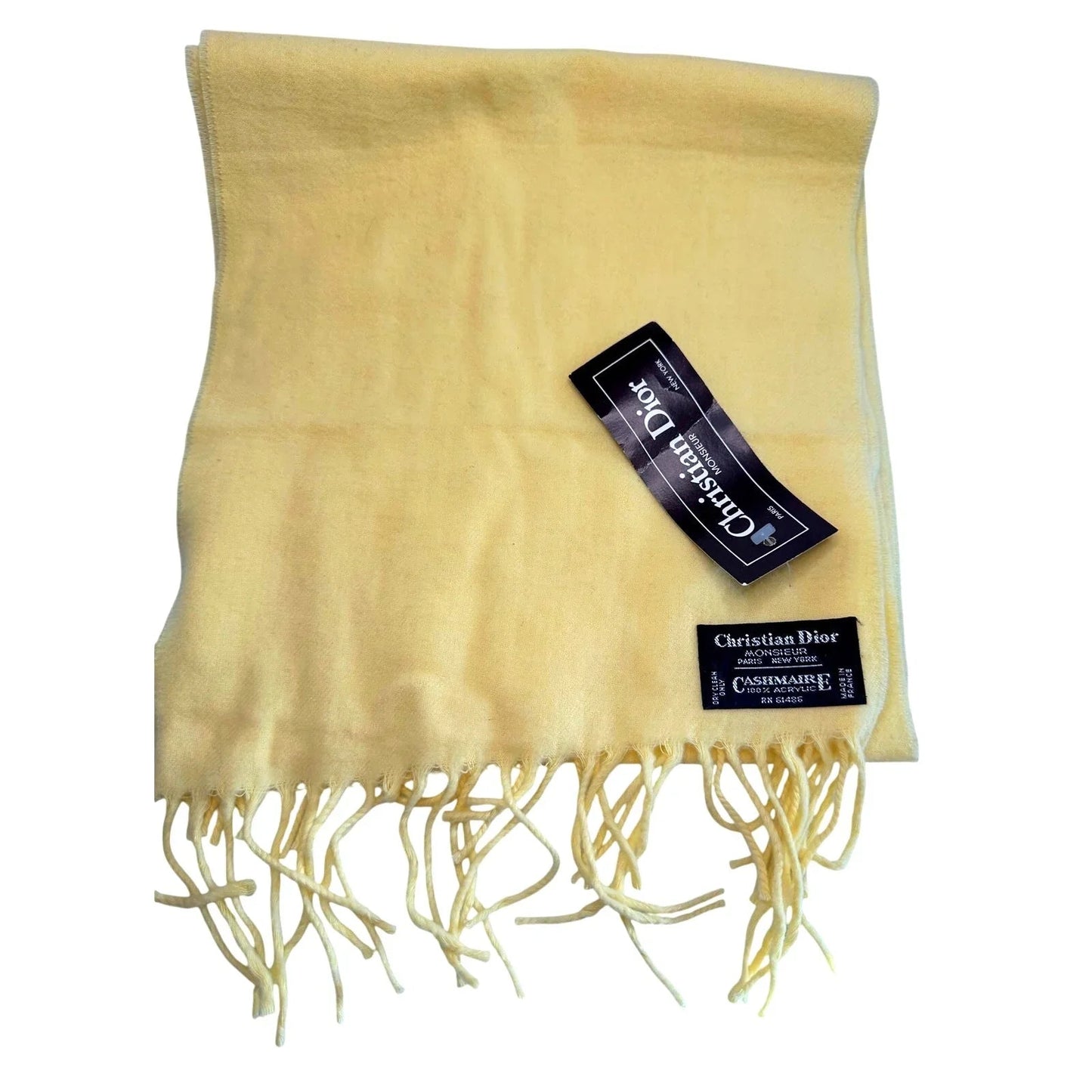 Christian Dior Yellow Monsieur Men's Cashmaire (Acrylic) Scarf (France) RN 61486 - Dior - Scarf - A+ Stuff