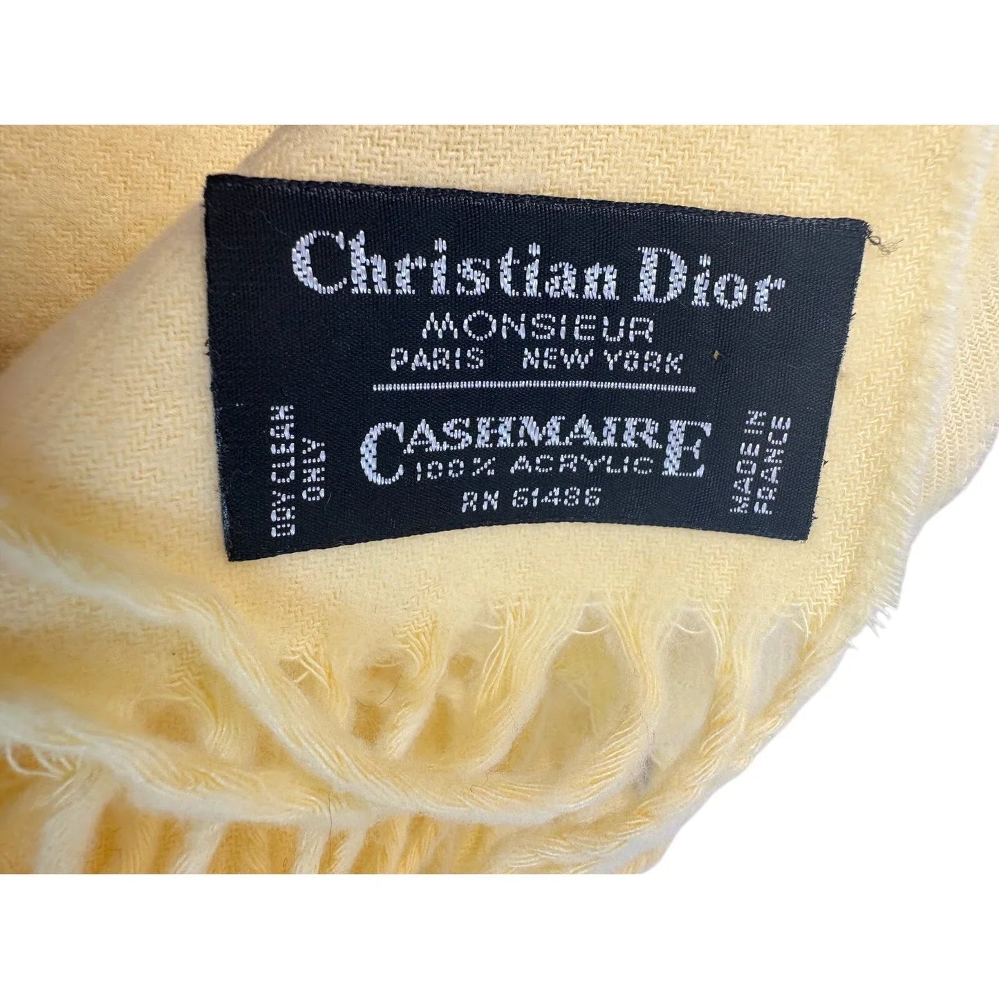 Christian Dior Yellow Monsieur Men's Cashmaire (Acrylic) Scarf (France) RN 61486 - Dior - Scarf - A+ Stuff