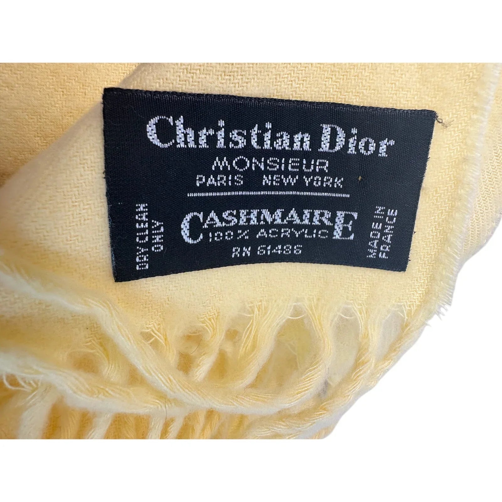 Christian Dior Yellow Monsieur Men's Cashmaire (Acrylic) Scarf (France) RN 61486 - Dior - Scarf - A+ Stuff