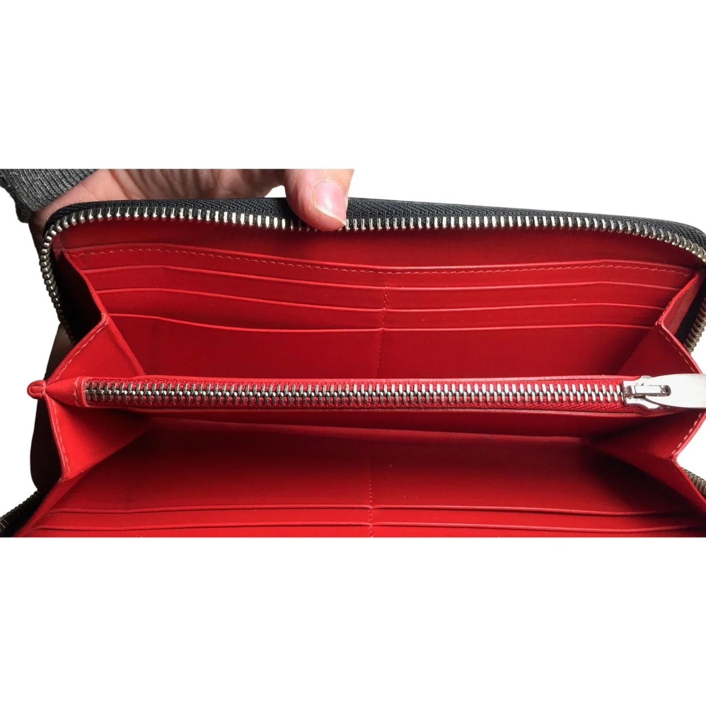 Christian Louboutin Panettone Silver Leather Studded Zip Around Long Wallet - Red Interior - Christian Louboutin - Wallet - A+ Stuff