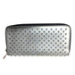 Christian Louboutin Panettone Silver Leather Studded Zip Around Long Wallet - Red Interior - Christian Louboutin - Wallet - A+ Stuff